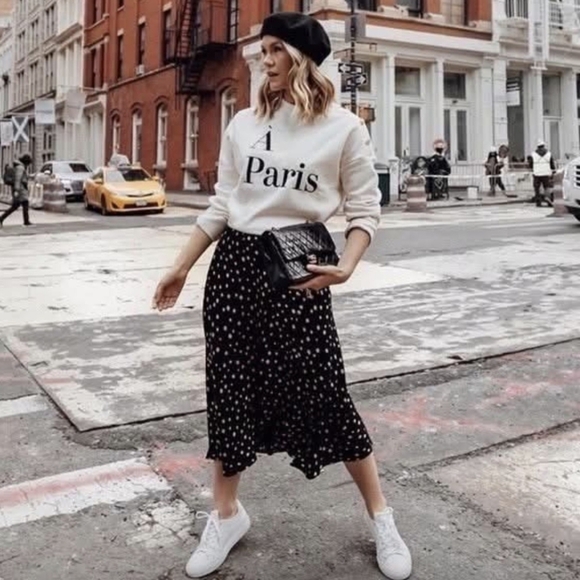 H&M Sweaters - H&M Cream Sweater with Black Print and Gold Buttons